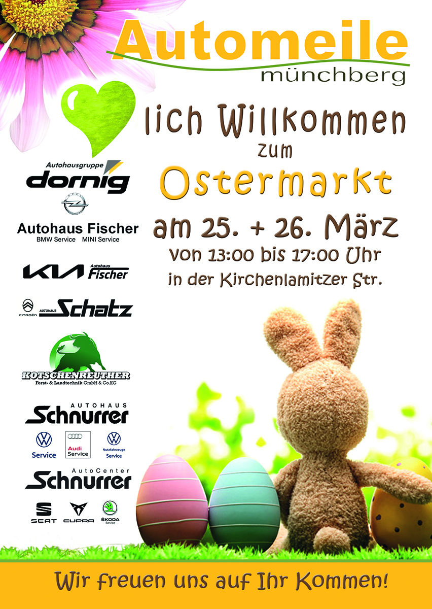 Flyer Ostermarkt Automeile Münchberg 2023.