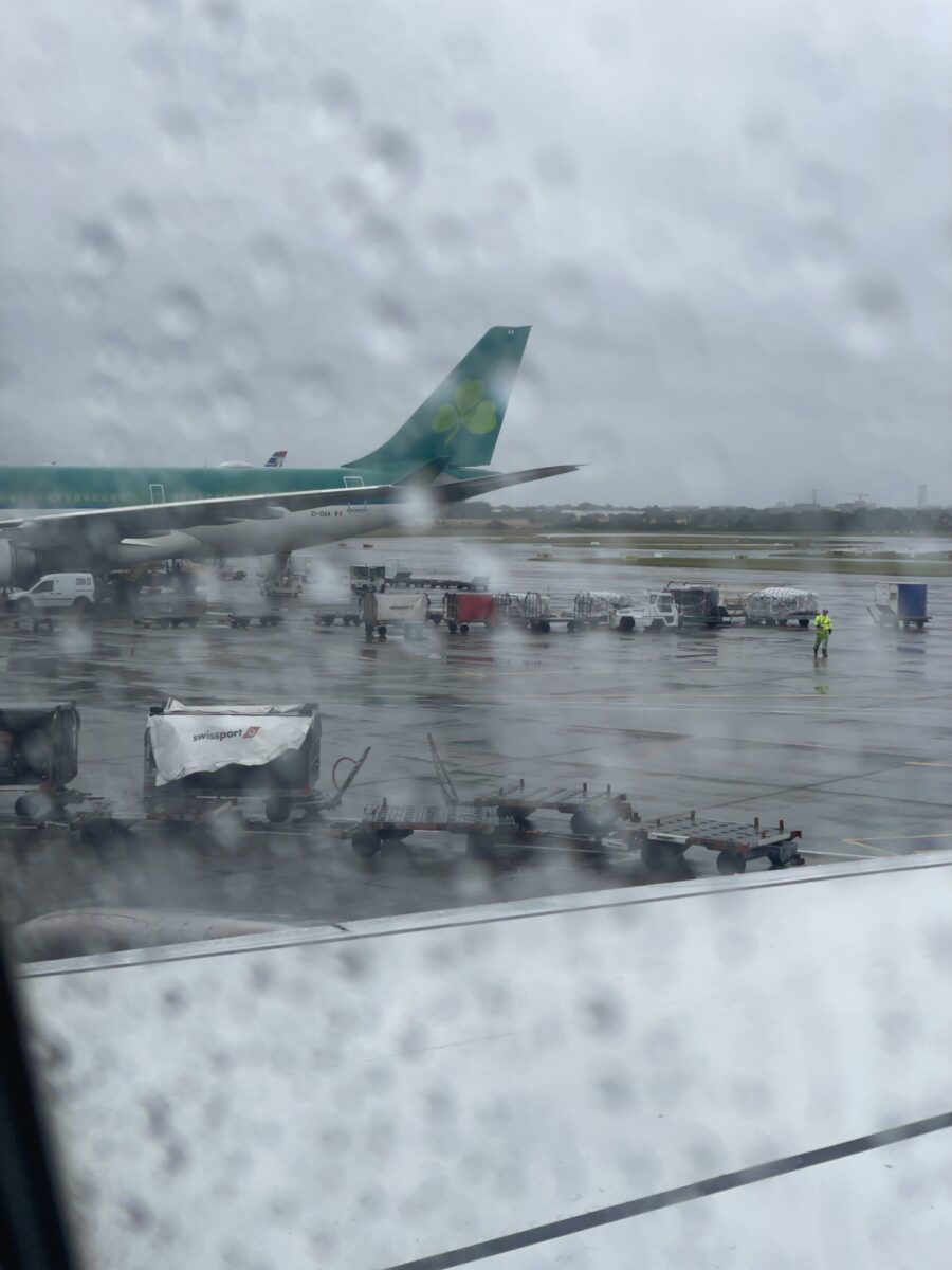 In Dublin hat es geregnet bei Abflug.