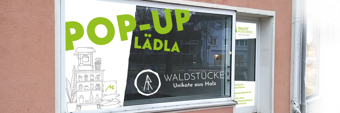 Schaufenster des Münchberger Popup Lädla in der Lindenstraße 16.