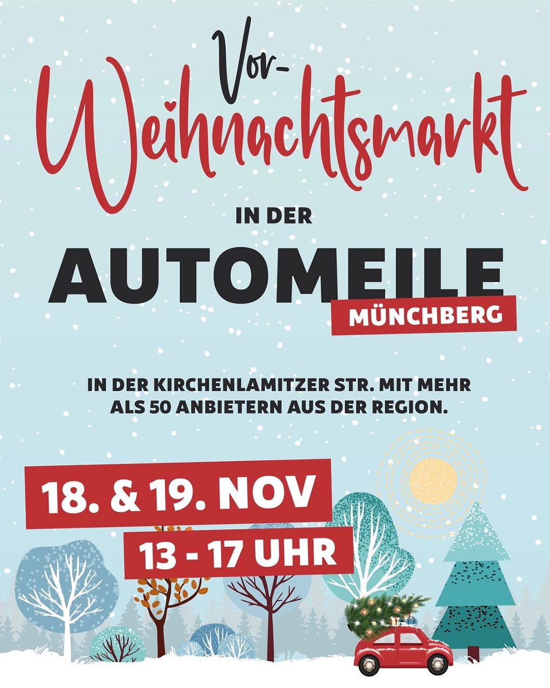 Flyer des (Vor-) Weihnachtsmarktes in der Automeile Münchberg 2023